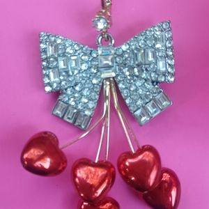Betsey Johnson Bow and Heart Chandelier Earrings